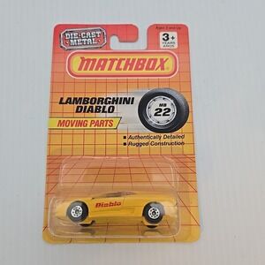 Vintage 1992 Lamborghini‎ Diablo Matchbox MB22 Yellow Black Interior New